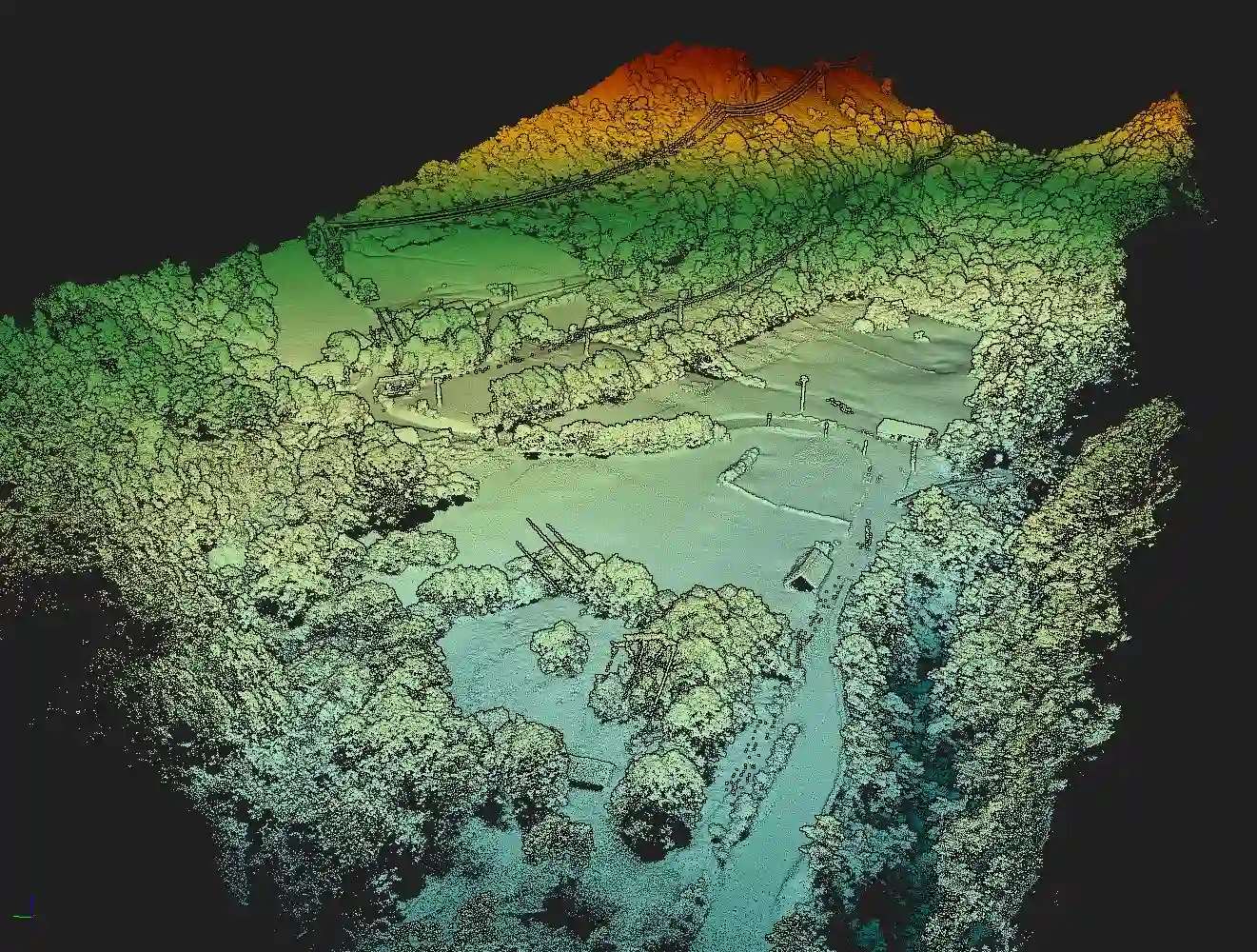 Nube de puntos y modelo digital del terreno para topografía con drones