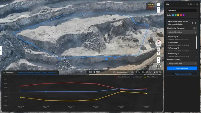 Dron automatizado realizando el control periódico de volúmenes y acopios mediante modelos tridimensionales