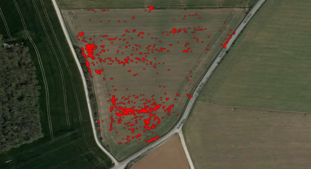 Mapa agrícola con detecciones geolocalizadas mediante GeoAdventice
