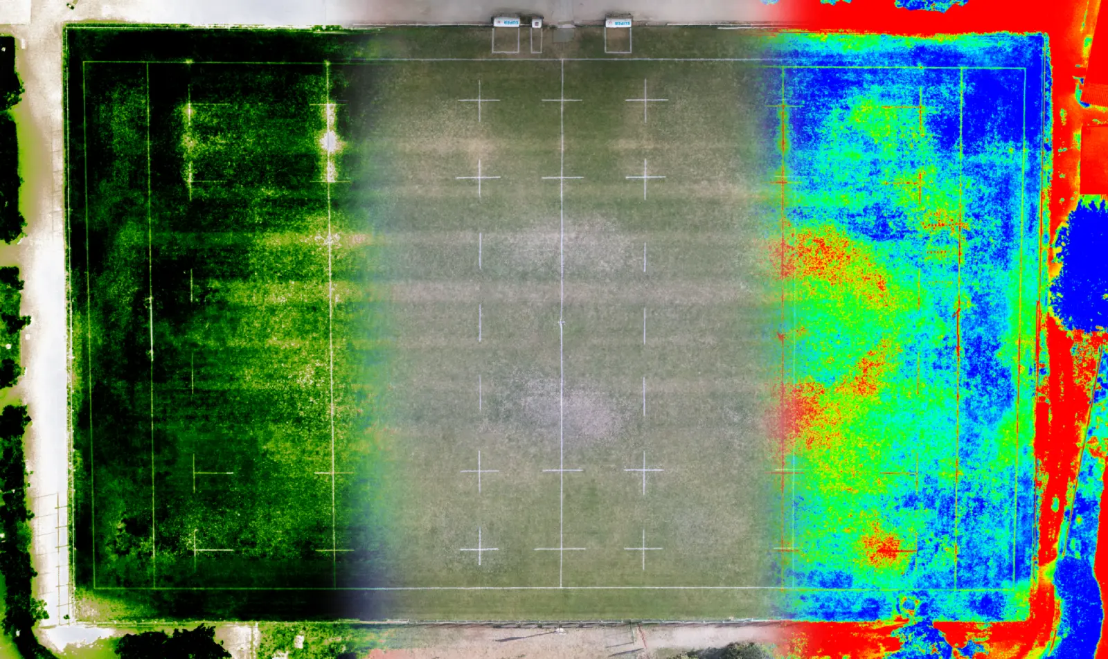 Comparativa visual de una parcela agrícola mediante análisis multiespectral con dron
