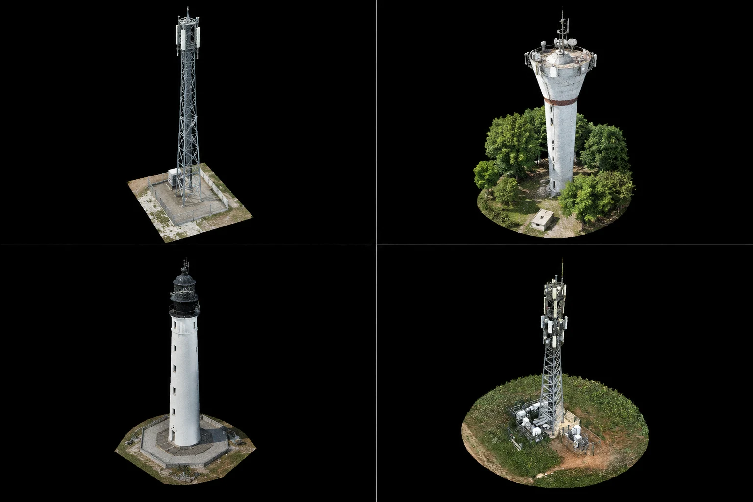 Modelos 3D de torres e infraestructuras de telecomunicaciones
